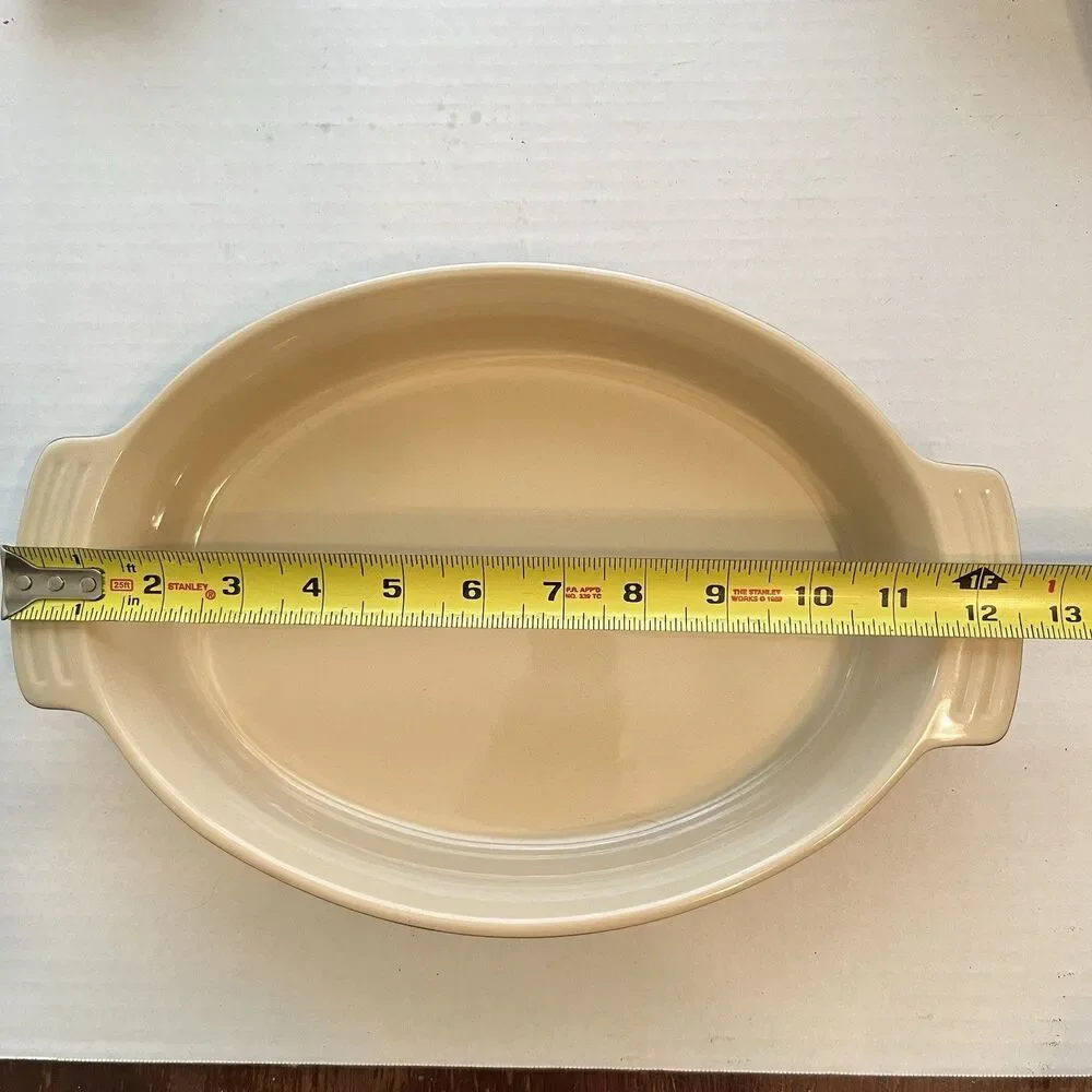 Le Creuset Poterie Oval 11” Espresso Looks Unused Enamel Stoneware Baker 28 cm